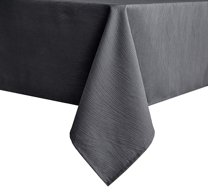 maxmill Jacquard Tablecloth Swirl Design Spillproof Wrinkle Free Heavy Weight Soft Table Cloth Decorative Fabric Table Cover for Outdoor and Indoor Use Oblong 60 x 120 Inch Charcoal