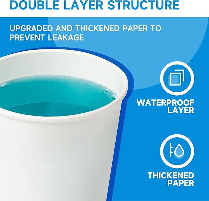 RACETOP 100 Pack 3 oz Paper Cups for Bathroom, Disposable Mouthwash Cups, Small Paper Cups, for Parties, Picnics, Travel