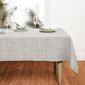 Solino Home Linen Tablecloth 52 x 52 Inch - 100% Pure Linen Square Table Throw - Athena, Machine Washable Oyster Grey Tablecloth for Spring, Easter