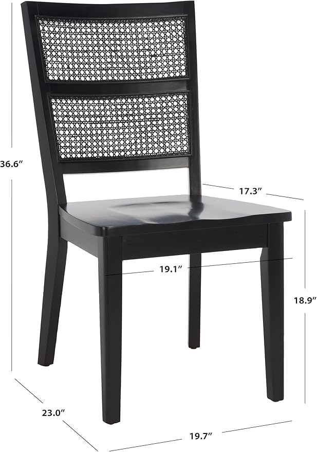 SAFAVIEH Home Collection Toril Coastal Black Dining Chair Set of 2