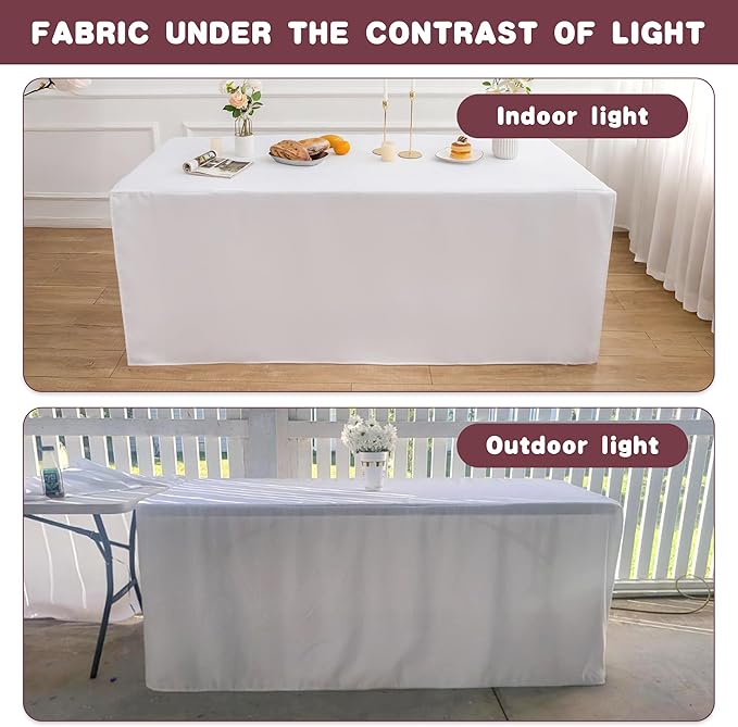 HolidayIdeas Fitted White Table Clothes - 72 x 30 Inch - 6 Pack Rectangle Table Covers for 6 Foot Tables, Polyester Fabric Tablecloths for Parties, Wedding, Trade Show, Craft Show