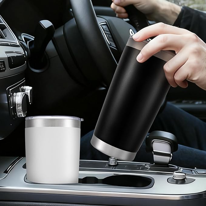 20 oz Tumbler Bulk with Lid Stainless Steel Insulated Tumblers Double Wall Vacuum Coffee Mug Powder Coated Tumbler Cups for Cold and Hot Drinks, Sky Blue, 6 pack
