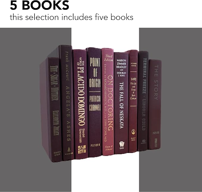 Real Books by Color® (Set of 5, Maroon) Decorative Bookshelf Home Decor Shelf Styling Photo Prop