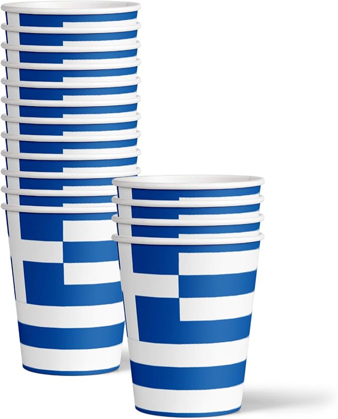 Greek Flag Greece Birthday Party Supplies Set Plates Napkins Cups Tableware Kit for 16