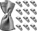 Stainless Steel Napkin Rings Set of 12, Mid-Century Napkin Ring Holder Glossy Serviette Buckles for Wedding, Dinner,Party,Christmas,Table Settings