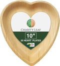 Charity Leaf Disposable Palm Leaf 10" Heart Plates (25 pieces) Bamboo Like Serving Platters, Disposable Boards, Eco-Friendly Dinnerware For Weddings, Catering, Events