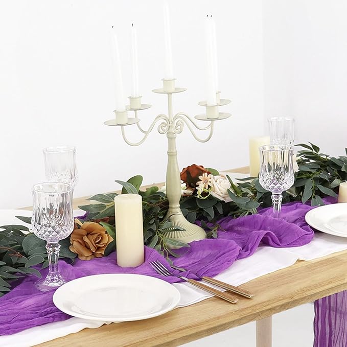 Cheesecloth Table Runner Light Purple Gauze Table Runner 36x120 Inch Wedding Runner for Reception Lilac Gauze Cheesecloth for Party Decorations Vintage Sheer Crinkle Table Overlay for Bridal Shower
