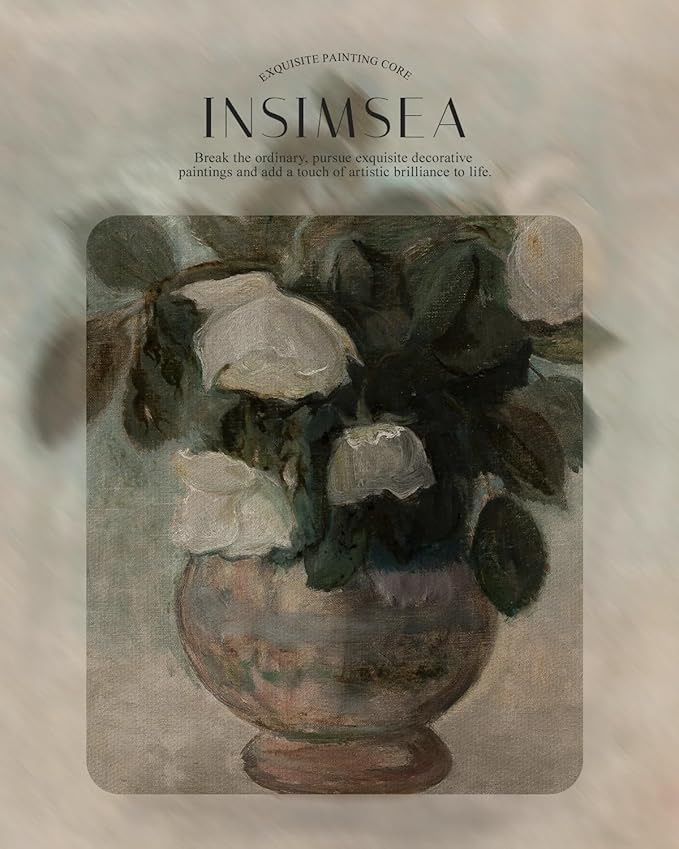 InSimSea Retro Gold Framed Wall Art, Home Room Rose Flower Vintage Wall Decor, Canvas Print Artwork, Farmhouse Country Decor, Antique Picture Frame Floral Paintings, 13x16 Inch
