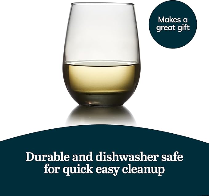 Libbey Classic Smoke All-Purpose Stemless Wine Glasses, 15.25-ounce, Set of 6