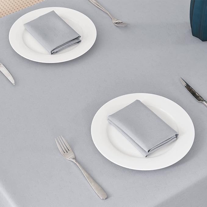 Textured Rectangle Tablecloth 60x84 inch Table Cloth Water Resistant Wrinkle Free Spill-Proof, Decorative Fabric Table Cover Washable for Banquet Parties Event Holiday Dinner, Light Grey