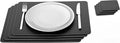 Nikalaz Set of Small Black 4 Placemats and 4 Coasters Made of Recycled Leather, Place Mats (15.7'' x 11.8'' and Coasters 3.9'' x 3.9'', Black)