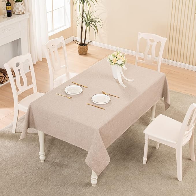 BALCONY & FALCON Rectangle Tablecloth，Washable Wrinkle Resistant and Water Proof Table Cloth, Decorative Fabric Tablecloths for Dining Parties Kitchen Wedding and Outdoor Use (Beige, 47×47)