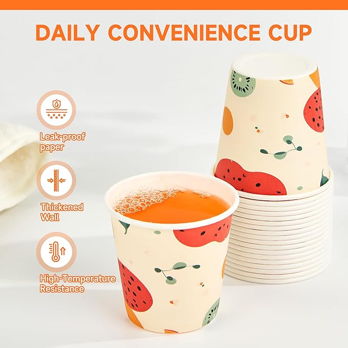 100 Pack 3 oz Bathroom Cups, Disposable Paper Cups with Rolled Rim, Small Paper Mouthwash Cup for Guest Bathrooms, Vanity & Office Use, Off-white