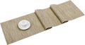 SHACOS Woven Vinyl Table Runner Indoor Outdoor 12x54 inch Kitchen Dining Table Runners Wipe Clean Washable PVC Table Runner, Bamboo Tan