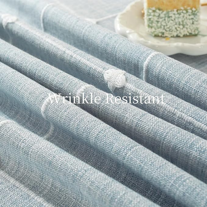 Zobesta Blue Table Cloth Rectangle Table 60 x 84 Inch, Cotton Blue Linen Gingham Tablecloth Rectangle Boho Tablecloth for Outdoor, Party, Holiday, Picnic, Dining