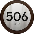Bsign Round Door Number Sign - Wood Stainless Steel Plate - Custom Door Plates