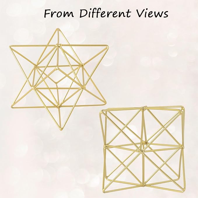 Metal Geometric Sculptures Home Decor, 3D Gold Decor Metal Table Top Decor Sphere, Abstract Coffee Table Decor Living Room Decor, Modern Home Decorations for Study, Bedroom, Office
