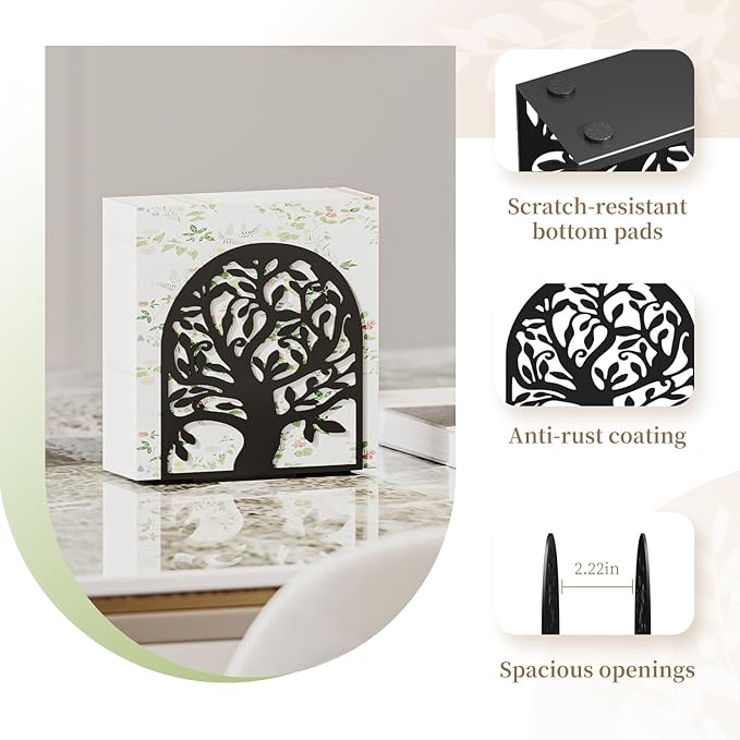YAJIACLONE 2PCS Black Metal Napkin Holders, Upright Tabletop Napkin Holders for Kitchen & Dining Table.