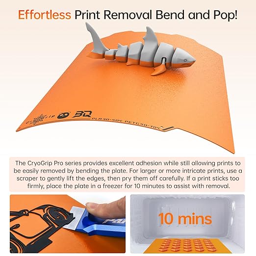 BIQU Cryogrip Pro Frostbite Matte Orange Cold Build Plate for Bambu-Lab A1 Mini 3D Printer 184x184MM Double-Sided Upgrade Room Temperature Print Removable Surface Platform