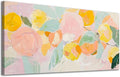 ADJUVANT Wall Art Impressionist Colorful Floral 60"L x 30"W, Bright Blooms With Pastel Leaves Canvas Painting Lively Petals Artwork Prints Floral Wall Decor for Living Room Bedroom Dining Room Home Office
