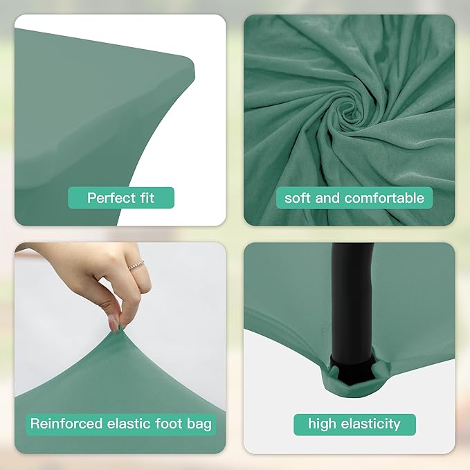 6Pack 8FT Table Cloth for Rectangular Fitted Events Stretch Turquoise Stone Table Covers Washable Spandex Tablecloth Protector for Party, Wedding, Cocktail, Banquet, Festival