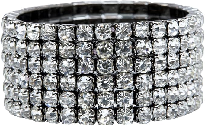 Ashford Napkin Ring, Sparkling Glass Rhinestones, for Cloth Napkins, Elegant Formal Dining Table Setting, Event, Wedding, Charcoal, 2", Set of 4