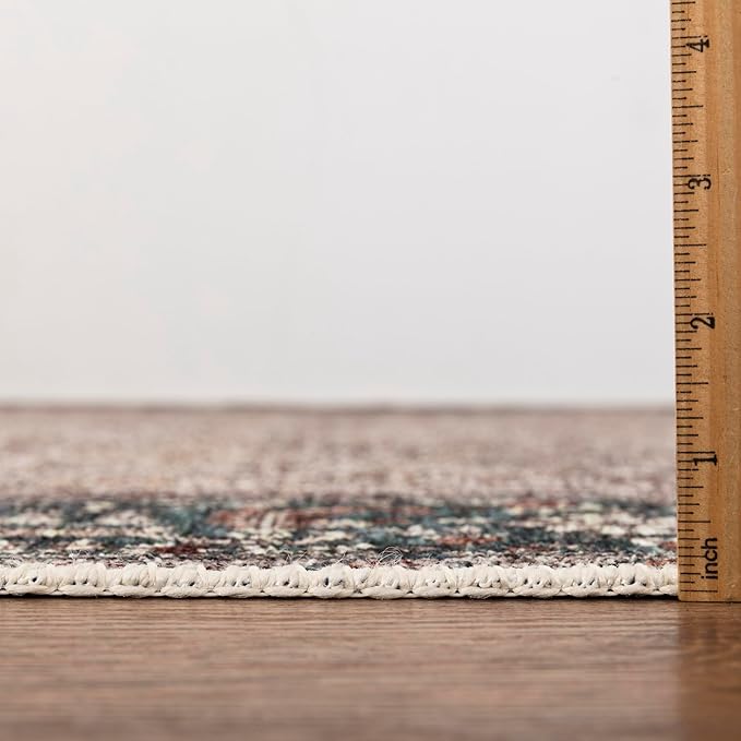 Keen Home Design 9x12 Rug - Machine Washable Area Rug with Non-Slip Backing, Ideal for Living Room, Dining Room, Bedroom - Vintage, Easy Clean, Durable, Low Pile - (9' x 12')