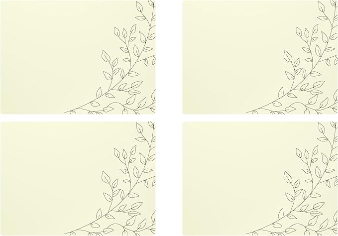 Royalty Art Ivory Boho Placemats, 4 Pc. Set, Non-Slip Cork Backed, Wipeable Heat Resistant Surface for Kitchen and Dining Table Protection, Cute Floral Pattern for Farmhouse or Rustic Decor