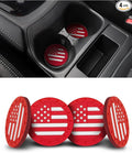 4 Pack Car Cup Coasters, Universal American Flag Non-Slip Silicone Cup Holder Inserts, Car Interior Accessories, Red