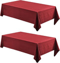 2 Pack Rectangle Tablecloth, 60x104 inch, Water Resistant Wrinkle Free Linen Textured Table Cloth Washable, Decorative Fabric Table Cover for Dining, Party and Camping, Red
