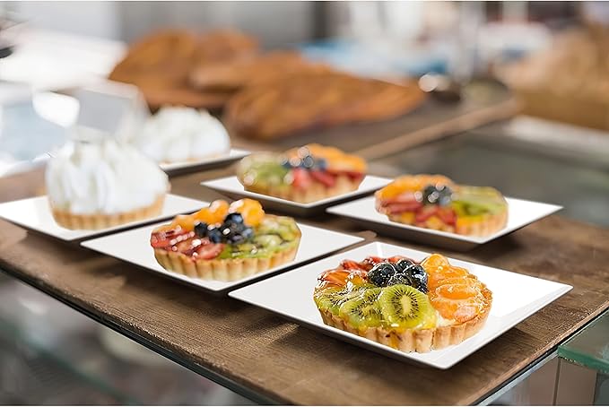 Exquisite Mini Disposable Appetizer Plates - 1200 Pack 2.95" x 2.95" White Plastic Dessert Plates - Elegant Design for Weddings, Birthdays, and Formal Parties - Stackable and Convenient - BPA Free