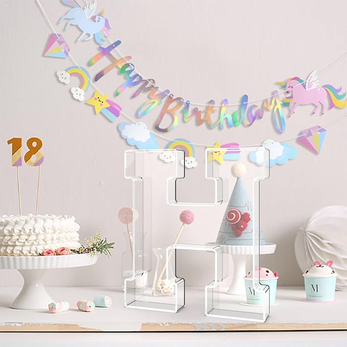 11" Acrylic Letter Charcuterie Tray, Charcuterie Letters Fillable Box for Food, Reusable Serving Cake Candy Dish Display Tray for Birthday Anniversary Party Decoration (Letter H)