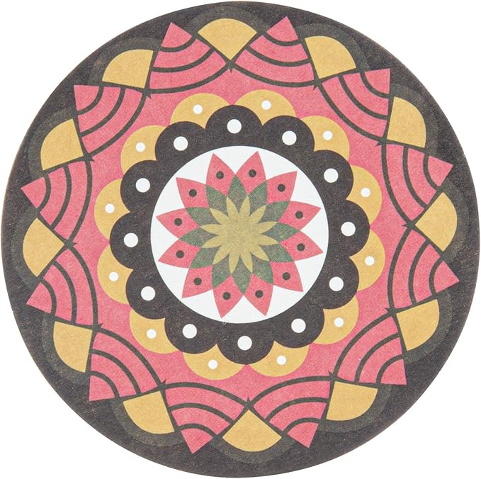 Restaurantware Paper Bar Coasters 48 Count 3.5 Inch Super Absorbent Beverage Coasters Pulpboard Assorted Design Drinkware Coasters Durable Paper Round Assorted