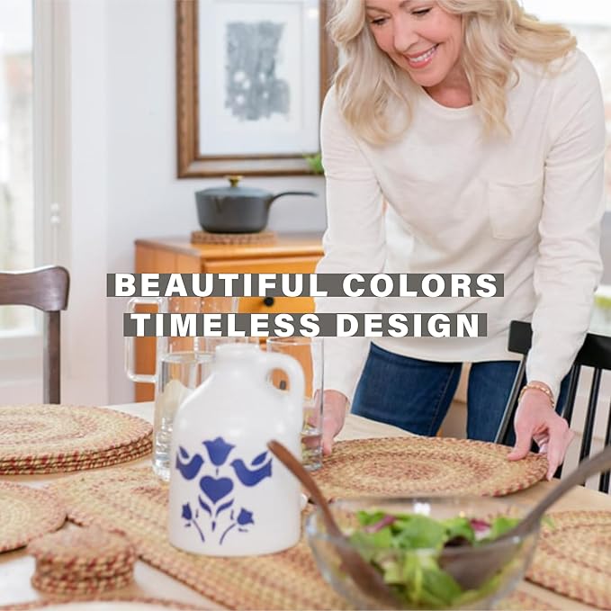 Homespice Harvest Jute Braided Long Table Runner, Warm Country Decor, Multicolor Rectangle 11x36 - Rich Colors, Easy to Clean, Durable and Protects Furniture