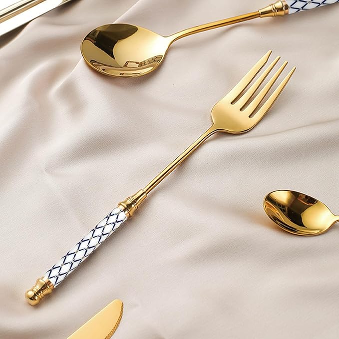 10-piece Silverware Set With Ceramic Handle, Premium Food Grade Stainless Steel Flatware Sets, Mirror Polished Cutlery Set, Dishwasher Safe (for 2 People)