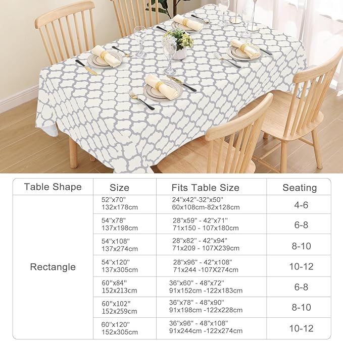 Smiry Rectangle Table Cloth, Waterproof Vinyl Tablecloth with Flannel Backing for Rectangle Tables, Wipeable Spillproof Plastic Tablecloths for Dining, Camping, Indoor and Outdoor (52"x70", Beige)