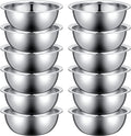 Pinkunn 12 Pcs Stainless Steel Mixing Bowls, Nesting Metal Salad Prep Bowls Bulk Reusable Baking Food Container Large Medium Small for Kitchen Hotel Restaurant Cooking, Silver (8.66 x 3 Inch)