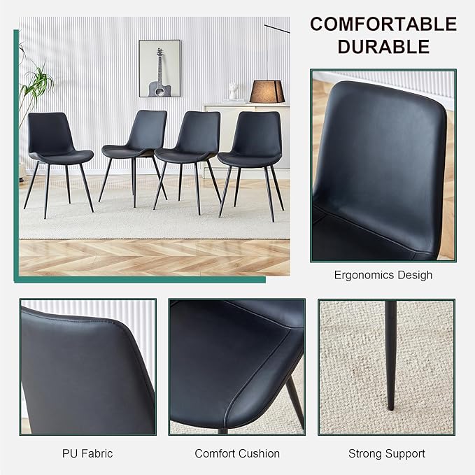 Extendable Dining Table Set for 8, 55"–71" Modern Black Kitchen Table with 8 Upholstered Chairs, Space-Saving for Living Room Apartment, Sturdy & Comfortable, Easy Assembly