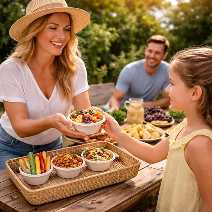 Disposable Paper Bowls, 8oz 500 Pack, Compostable Heavy-Duty Biodegradable Sugarcane Bowls – Eco-Friendly, Bagasse Bowl for Soup, Salad, Dessert & More