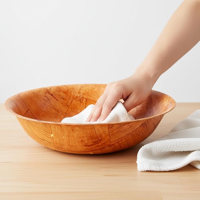 12-inch Wooden Serving Bowl, Set Of 6 | Round | Stackable | EZ To Wash | Great For Salads, Fruits, Snacks, And More [6PK]