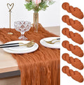 Joanlody Terracotta Cheesecloth Table Runner Spring Easter 10Ft Rustic Gauze Boho Cheese Cloth Table Runner for Wedding Bridal Baby Shower Decoration 6 Pack