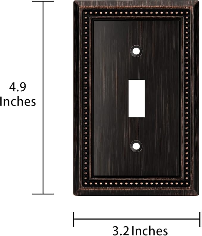 Henne Bery Sunken Pearls Heavy Duty Decorative Wall Plate Switch Plate Outlet Cover (Single Toggle, 2 Pack, Aged Bronze)