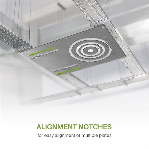ASD 13 Inch New Construction Mounting Plate with Asymmetric Round Hole - 3/4/6 Inch Flat Steel Rough in Wafer Light Bracket, Shallow LED Recessed Lighting Housing, 24 Pack