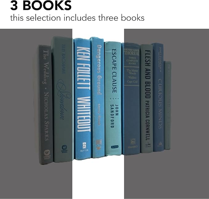 Real Books by Color® (Set of 3, Light Blue) Decorative Bookshelf Home Decor Shelf Styling Photo Prop