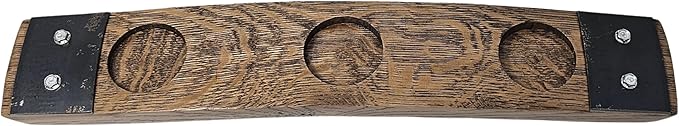 Barrel Stave Premium 3 Glass Whiskey, Bourbon, Scotch Flight Serving Tray, (No Glasses,Dark Walnut)