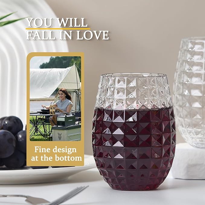 20 Pack Plastic Wine Glasses, 16Oz Disposable Wine Glasses Unbreakable Clear Plastic Cocktail Glasses Recyclable Shatterproof Reusable Wine Cups