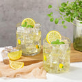 Icon Juice Glasses, 14oz Stemless Wine Drinking Juice Glass Cup for Valentine Party Supplies Gift(2 Pcs,Lemon)