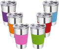Water Tumbler with Lids, 6 Pack Stainless Steel Spill Proof Reusable Stacking 16oz Drinking Cups with Lids for Kids and Adults