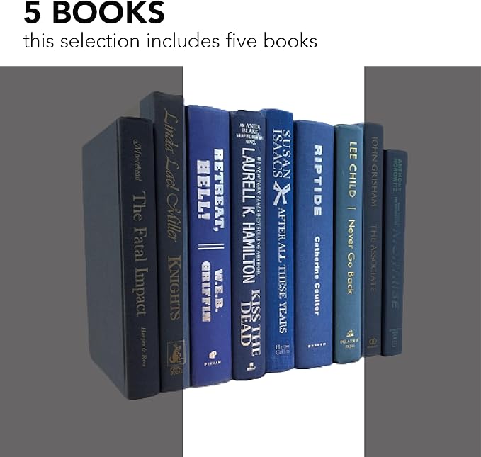 Real Books by Color® (Set of 5, Blue) Decorative Bookshelf Home Decor Shelf Styling Photo Prop