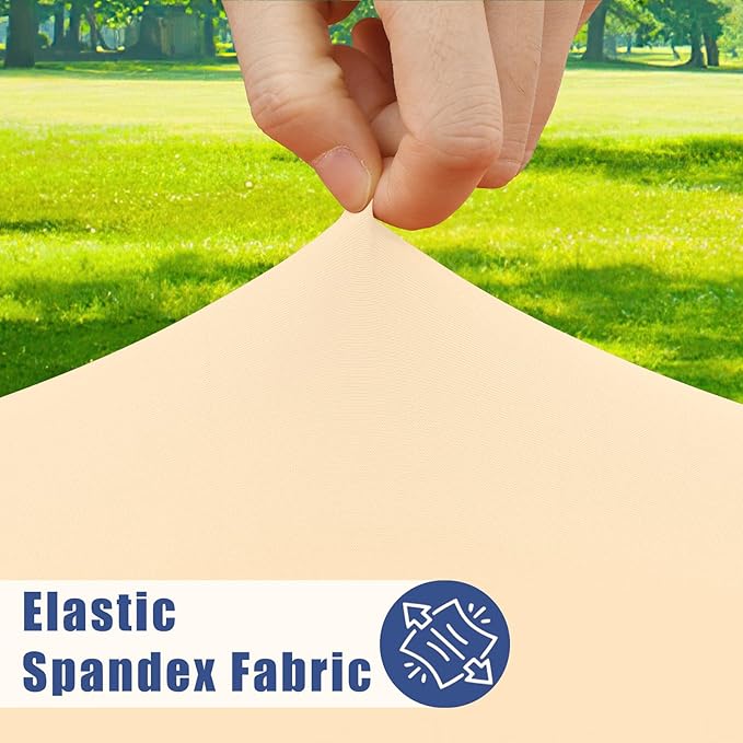 Round Spandex Tablecloth, Elastic Fitted Waterproof Tablecloths for 45"-56" Tables, Stretch Washable Picnic Table Cover for Camping, Dining, Indoor and Outdoor,Ivory